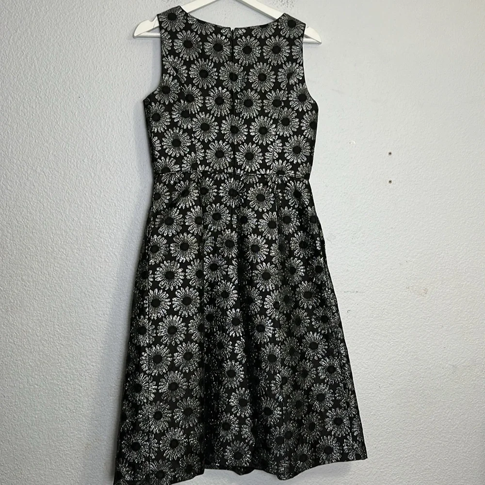 Talbots Metallic Black Sleeveless Pleated A Line Cocktail Dress Size 2‎ Formal